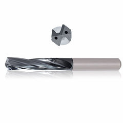 0.4844 mm Dia. × 14 mm Shank × 60 mm Flute Length × 107 mm OAL, 3xD, 135°, Varianta Supral, 2 Flute, Coolant Thru, h6, Cylindrical, Solid Carbide Drill