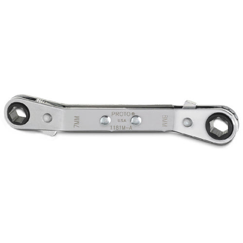 ‎Proto Offset Double Box Reversible Ratcheting Wrench 7 × 8 mm - 6 Point - Apex Tool & Supply