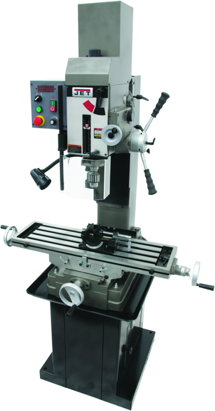 JMD-45VSPFT Variable Speed Geared Head Square Column Mill Drill with Power Downfeed & Newall DP700 2-Axis DRO - Apex Tool & Supply