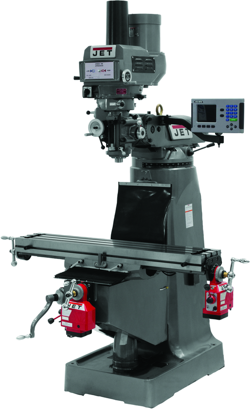 JTM-4VS Mill With 3-Axis ACU-RITE 200S DRO (Quill) With X and Y-Axis Powerfeeds and Power Draw Bar - Apex Tool & Supply