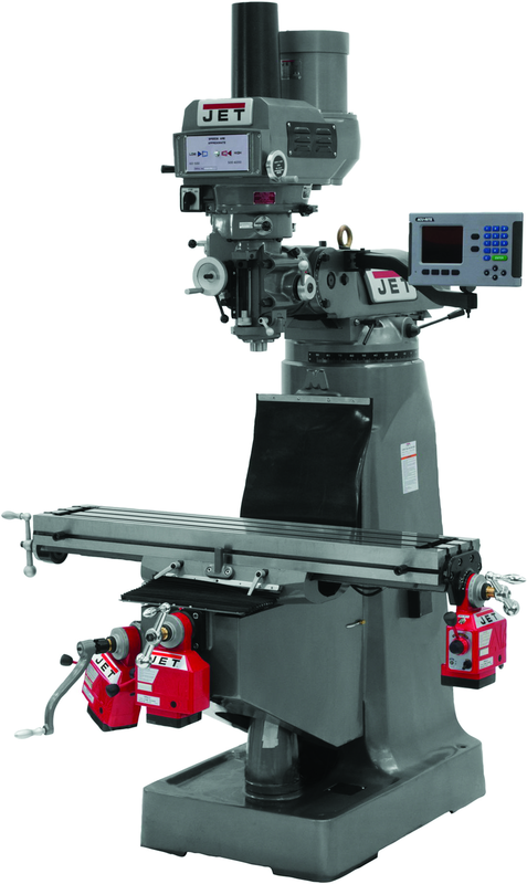 JTM-4VS Mill With 3-Axis ACU-RITE 200S DRO (Quill), X, Y and Z-Axis Powerfeeds With Power Drawbar - Apex Tool & Supply