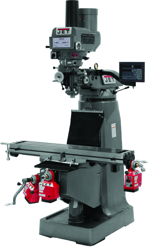 JTM-4VS Mill With 3-Axis Newall DP700 DRO (Quill) With X, Y and Z-Axis Powerfeeds and Power Draw Bar - Apex Tool & Supply