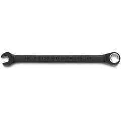 Proto Black Chrome Combination Non-Reversible Ratcheting Wrench 1/4″ - Spline - Apex Tool & Supply