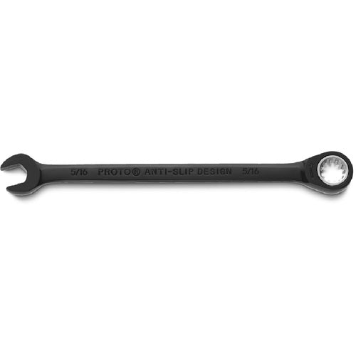 Proto Black Chrome Combination Non-Reversible Ratcheting Wrench 5/16″ - Spline - Apex Tool & Supply