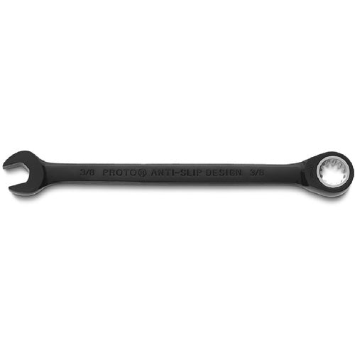 Proto Black Chrome Combination Non-Reversible Ratcheting Wrench 3/8″ - Spline - Apex Tool & Supply