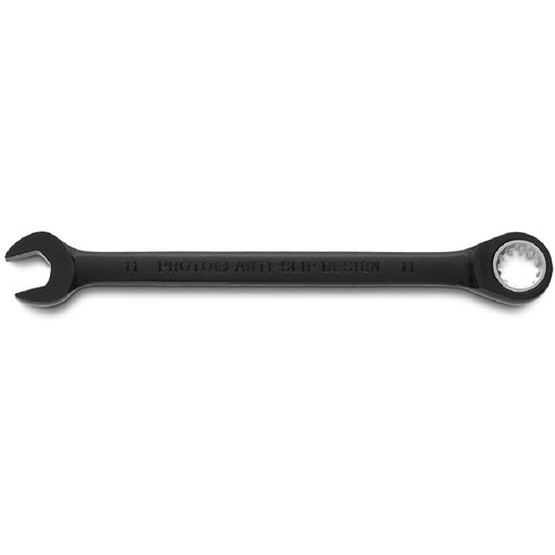 Proto Black Chrome Combination Non-Reversible Ratcheting Wrench 11 mm - Spline - Apex Tool & Supply