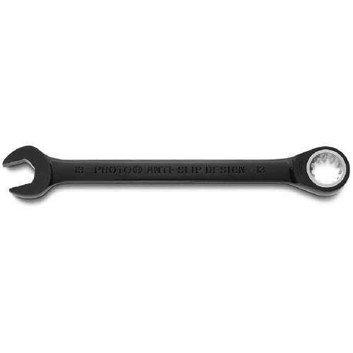 Proto Black Chrome Combination Non-Reversible Ratcheting Wrench 13 mm - Spline - Apex Tool & Supply
