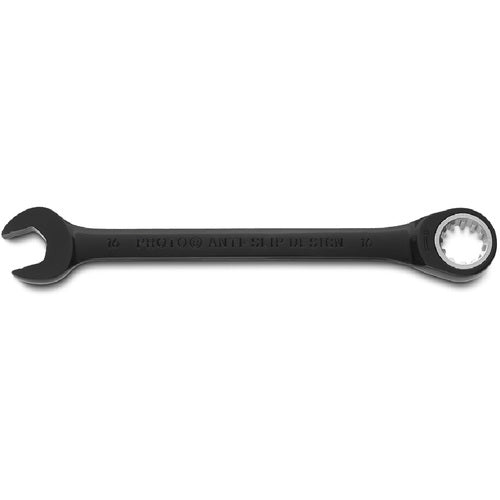 Proto Black Chrome Combination Non-Reversible Ratcheting Wrench 16 mm - Spline - Apex Tool & Supply