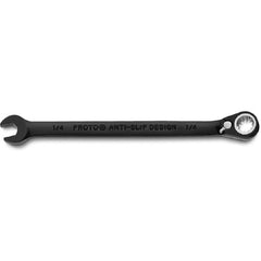 Proto Black Chrome Combination Reversible Ratcheting Wrench 1/4″ - Spline - Apex Tool & Supply