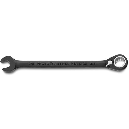 Proto Black Chrome Combination Reversible Ratcheting Wrench 3/8″ - Spline - Apex Tool & Supply
