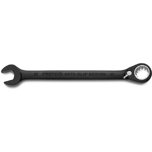 Proto Black Chrome Combination Reversible Ratcheting Wrench 12 mm - Spline - Apex Tool & Supply