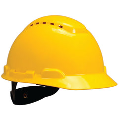 ‎3M Hard Hat with Uvicator H-702V-UV Vented Yellow 4-Point Ratchet Suspension - Apex Tool & Supply