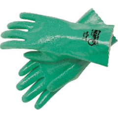 Predaknit Gloves - Green - Full Rough Nitrile Coating - Interlock Lined - 12″ Gauntlet Cuff - Size X-Large - Apex Tool & Supply