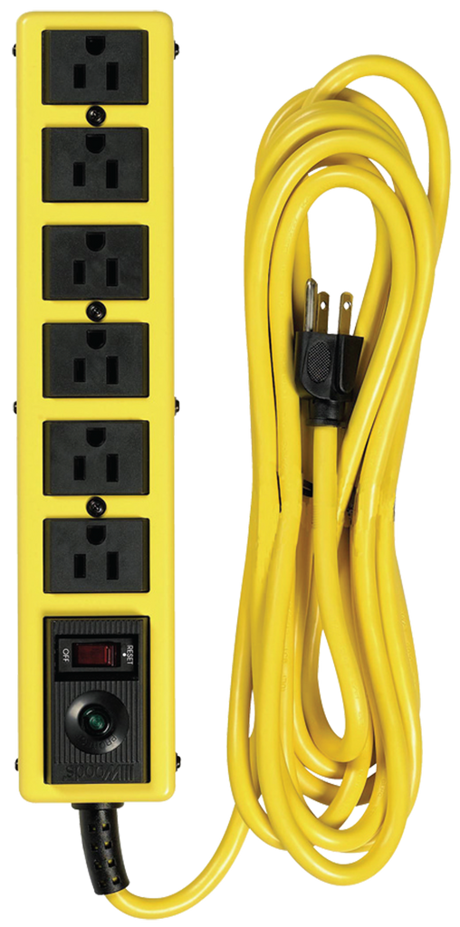 6 Outlet - Black/Yellow - Surge Protector/Circuit Breaker - Apex Tool & Supply