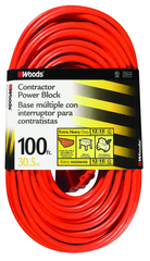 Extension Cord - 100' Extra HD 3-Outlet (Power Block) - Apex Tool & Supply