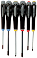 6 Piece - Ergo Handle Screwdriver Set - Includes: #1 x 4; #2 x 4 Phillips; #1 x 4; #2 x 4 Pozidriv; 9/64 x 3; 7/32 x 4 Slotted Cabinet - Apex Tool & Supply