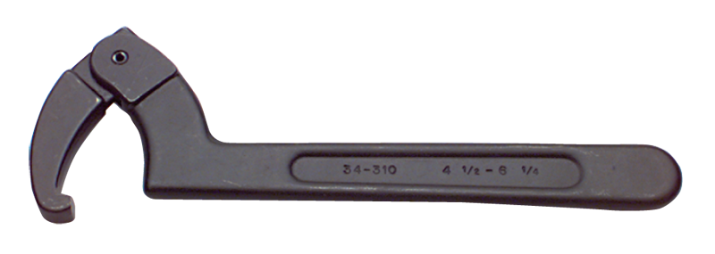 4-1/2 to 6-1/4'' Dia. Capacity - 12-1/8'' OAL - Adjustable Hook Spanner Wrench - Apex Tool & Supply