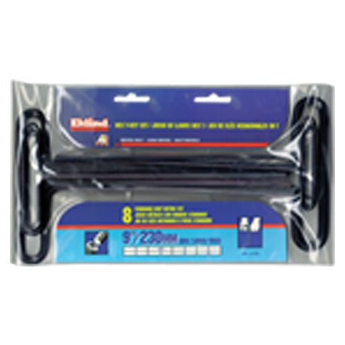 8 Pieces-2.0 mm-10 mm T-Handle Style-9″ Arm-Hex Key Set with Plain Grip - Apex Tool & Supply