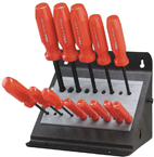 13 Piece - .050 - 3/8" Screwdriver Style - Ball End Hex Driver Set with Stand - Apex Tool & Supply