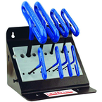 8 Piece - 2.0 - 10mm T-Handle Style - 9'' Arm- Hex Key Set with Plain Grip in Stand - Apex Tool & Supply