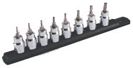 8 Piece - T9 - T40 On Rail - 3/8" Square Drive with 1/4" Replaceable Hex Bit  - Torx Bit Socket Set - Apex Tool & Supply