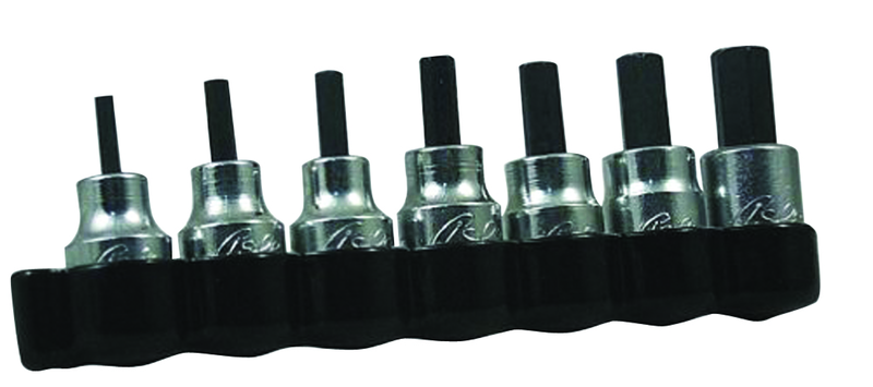 7 Piece - 1/8; 5/32;  3/16; 7/32; 1/4; 5/16 & 3/8" - 3/8" Square Drive - Hex Bit Set - Apex Tool & Supply
