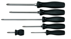 6 Piece - Phillips® Screwdriver Set - Includes: 6-1/4 #1; 7-5/16 #2; 12 #2; 10-1/2 #3; 10-3/4 #4; 3-1/2 #2 - Apex Tool & Supply