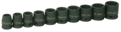 9 Piece - #9369062 - 10 to 19mm - 3/8" Drive - 6 Point - Metric Impact Socket Set - Apex Tool & Supply
