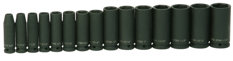 14 Piece - #9379085 - 3/8 to 1-1/4" - 1/2" Drive - 6 Point - Deep Impact Socket Set - Apex Tool & Supply
