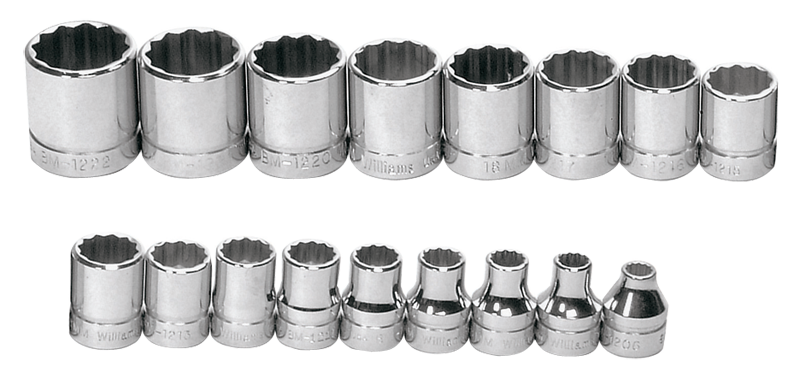 17 Piece - #9323200 - 6 to 22mm - 3/8" Drive - 12 Point - Metric Socket Set - Apex Tool & Supply