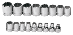 17 Piece - #9323200 - 6 to 22mm - 3/8" Drive - 12 Point - Metric Socket Set - Apex Tool & Supply
