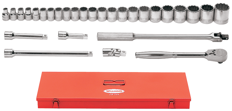 29 Piece - #9323644 - 10 to 21mm - 1/2" Drive - 12 Point - Metric Socket Set - Apex Tool & Supply