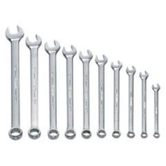 Snap-On/Williams Metric Combination Wrench Set -- 10 Pieces; 12PT Satin Chrome; Includes Sizes: 7; 8; 9; 10; 11; 12; 13; 15; 17mm - Apex Tool & Supply