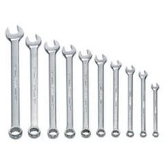 Snap-On/Williams Metric Combination Wrench Set -- 10 Pieces; 12PT Satin Chrome; Includes Sizes: 7; 8; 9; 10; 11; 12; 13; 15; 17mm - Apex Tool & Supply