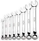 Snap-On/Williams Reverse Ratcheting Wrench Set -- 8 Pieces; 12PT Chrome Plated; Includes Sizes: 5/16; 3/8; 7/16; 1/2; 9/16; 5/8; 11/16; 3/4"; 5° Swing - Apex Tool & Supply