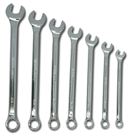 Snap-On/Williams Fractional Combination Wrench Set -- 7 Pieces; 12PT Satin Chrome; Includes Sizes: 3/8; 7/16; 1/2; 9/16; 5/8; 11/16; 3/4" - Apex Tool & Supply