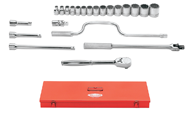 22 Piece - #9907950 - 3/8 to 1-1/4" - 1/2'' Drive - 12 Point - Socket Set - Apex Tool & Supply