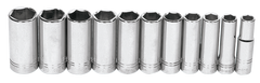 11 Piece - #9321367 - 1/2 to 1-1/8" - 1/2" Drive - 6 Point - Deep Socket Set - Apex Tool & Supply