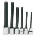 6 Piece - 1/4; 5/16; 3/8; 1/2; 9/16; 5/8" - 1/2" Drive - Hex Bit Socket Set - Apex Tool & Supply