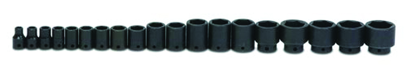19 Piece - 1/2" Drive - 6 Point- Shallow Impact Socket Set on Clip Rail SAE - Apex Tool & Supply
