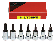 7 Piece - 1/8; 5/32; 3/16; 7/32; 1/4; 5/16; 3/8" - 3/8" Drive - Hex Bit Set - Apex Tool & Supply