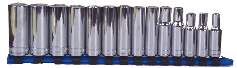 14 Piece - #355 - 6 to 19mm - 3/8'' Drive - 6 Point - Metric Deep Socket Set - Apex Tool & Supply