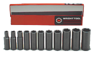 11 Piece - #412 - 3/8 to 1" - 1/2'' Drive - 6 Point - Deep Impact Socket Set - Apex Tool & Supply