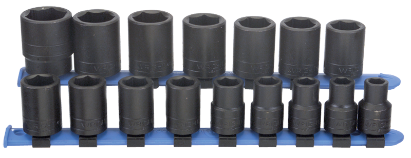 16 Piece - #466 - 10 to 27mm - 1/2'' Drive - 6 Point - Metric Impact Socket Set - Apex Tool & Supply
