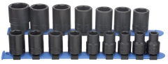 16 Piece - #466 - 10 to 27mm - 1/2'' Drive - 6 Point - Metric Impact Socket Set - Apex Tool & Supply