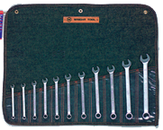 Wright Tool Metric Combination Wrench Set -- 11 Pieces; 12PT Chrome Plated; Includes Sizes: 7; 8; 9; 10; 11; 12; 13; 14; 15; 17; 19mm - Apex Tool & Supply