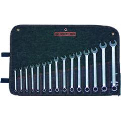 Wright Tool Metric Combination Wrench Set -- 15 Pieces; 12PT Chrome Plated; Includes Sizes: 7; 8; 9; 10; 11; 12; 13; 14; 15; 16; 17; 18; 19; 21; 22mm - Apex Tool & Supply