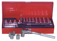 21 Piece - #A34 - 3/8 to 7/8" - 3/8'' Drive - 12 Point - Socket Set - Apex Tool & Supply