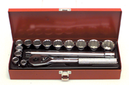 16 Piece - #A41 - 7/16 to 1-1/4" - 1/2'' Drive - 12 Point - Socket Set - Apex Tool & Supply