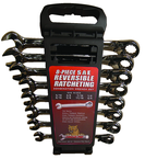 8 Piece - 5/16 to 3/4" - 15° Offset - Reversible Ratcheting Combination Wrench Set - Apex Tool & Supply